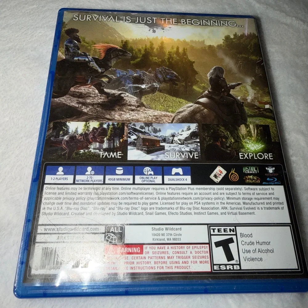 Ark Survival Evolved Sony PlayStation 4 PS4 Studio Wildcard Action Adventure